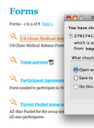 Upload forms to your cheerleading website